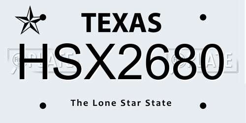 HSX2680 Texas License Plate