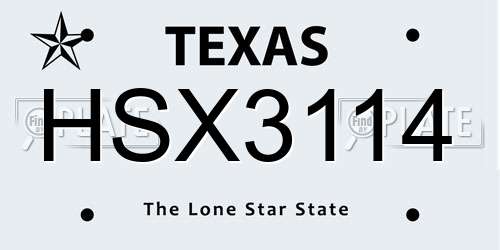 HSX3114 Texas License Plate