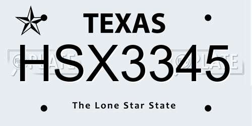 HSX3345 Texas License Plate