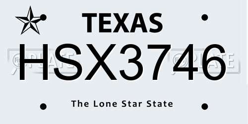 HSX3746 Texas License Plate