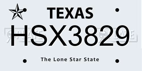 HSX3829 Texas License Plate