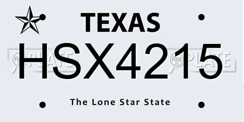 HSX4215 Texas License Plate