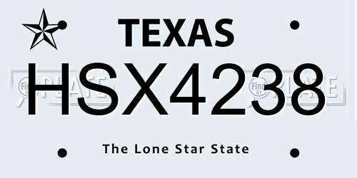 HSX4238 Texas License Plate