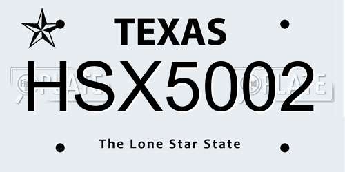 HSX5002 Texas License Plate