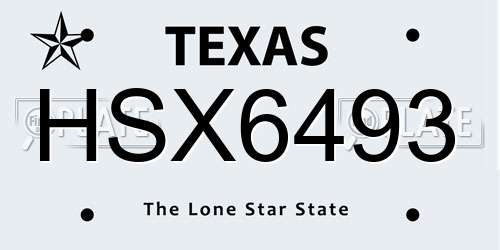 HSX6493 Texas License Plate