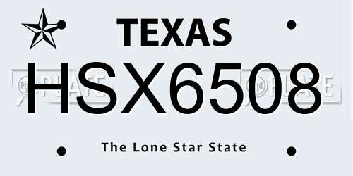 HSX6508 Texas License Plate