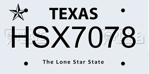 HSX7078 Texas License Plate