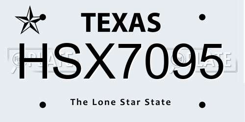 HSX7095 Texas License Plate