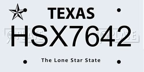 HSX7642 Texas License Plate