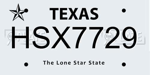 HSX7729 Texas License Plate