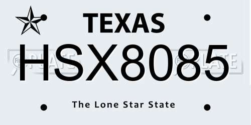 HSX8085 Texas License Plate