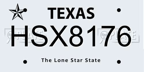HSX8176 Texas License Plate