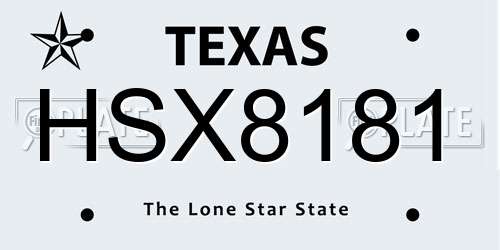 HSX8181 Texas License Plate