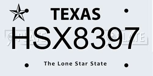 HSX8397 Texas License Plate