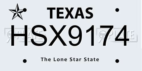HSX9174 Texas License Plate