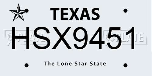 HSX9451 Texas License Plate