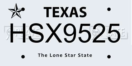 HSX9525 Texas License Plate