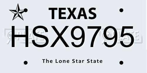 HSX9795 Texas License Plate