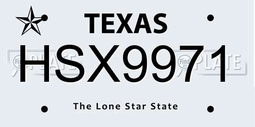 HSX9971 Texas License Plate