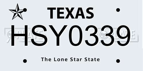 HSY0339 Texas License Plate