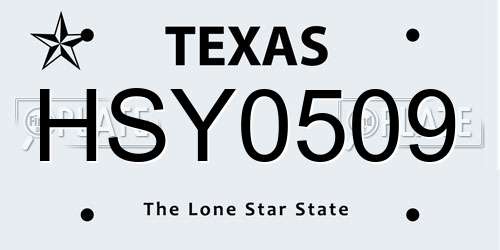 HSY0509 Texas License Plate