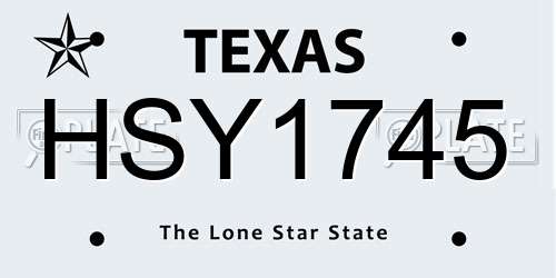 HSY1745 Texas License Plate