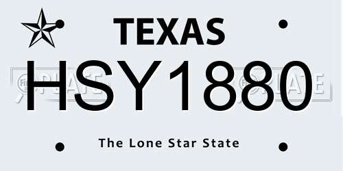 HSY1880 Texas License Plate