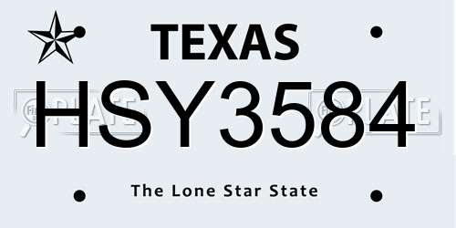 HSY3584 Texas License Plate