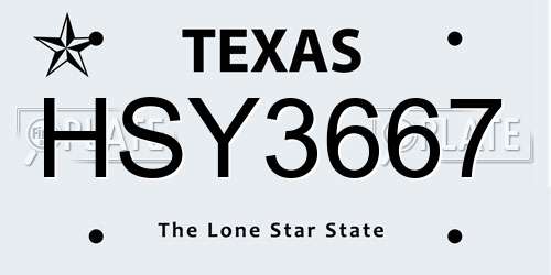 HSY3667 Texas License Plate