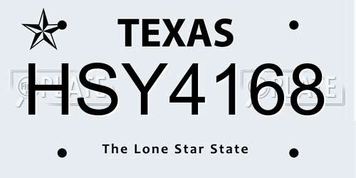 HSY4168 Texas License Plate