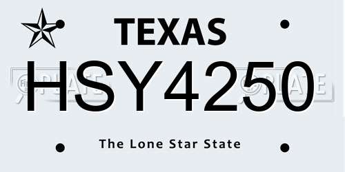 HSY4250 Texas License Plate
