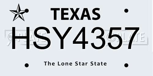HSY4357 Texas License Plate