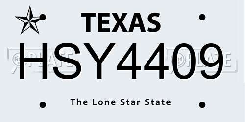 HSY4409 Texas License Plate