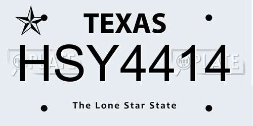 HSY4414 Texas License Plate