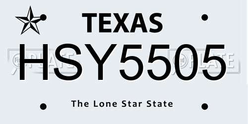 HSY5505 Texas License Plate