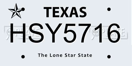 HSY5716 Texas License Plate