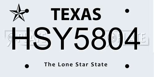 HSY5804 Texas License Plate
