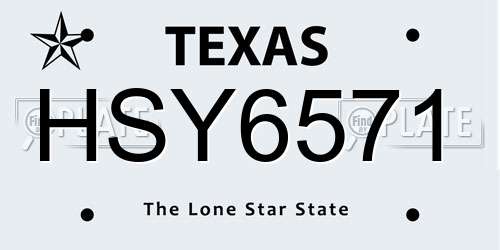 HSY6571 Texas License Plate