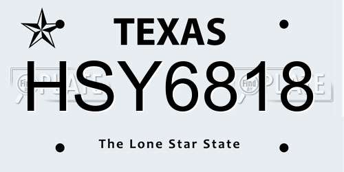 HSY6818 Texas License Plate