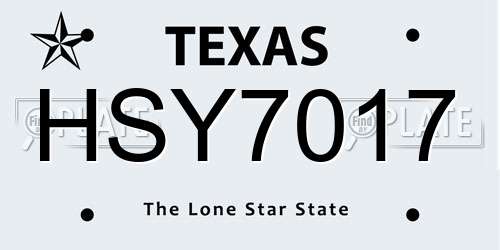 HSY7017 Texas License Plate