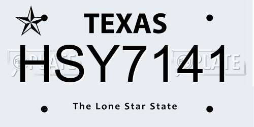 HSY7141 Texas License Plate