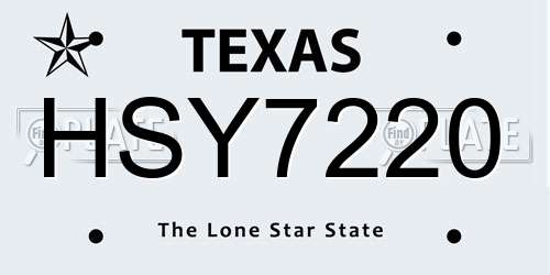 HSY7220 Texas License Plate