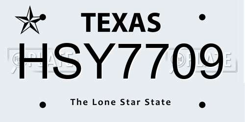 HSY7709 Texas License Plate