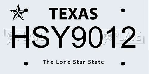 HSY9012 Texas License Plate