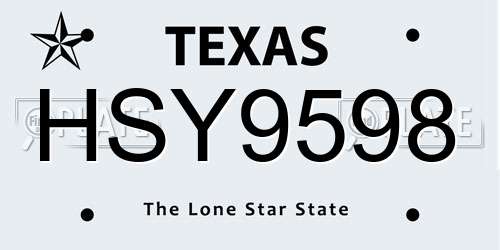 HSY9598 Texas License Plate