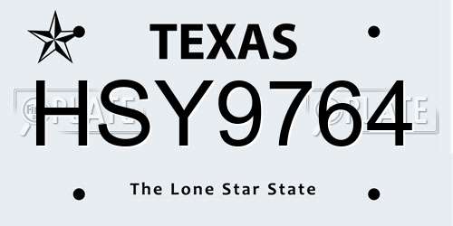 HSY9764 Texas License Plate