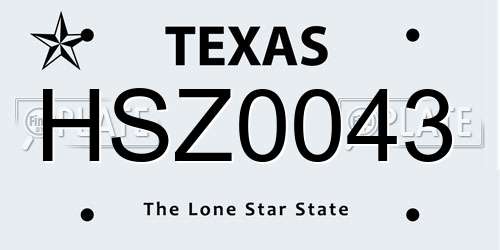 HSZ0043 Texas License Plate