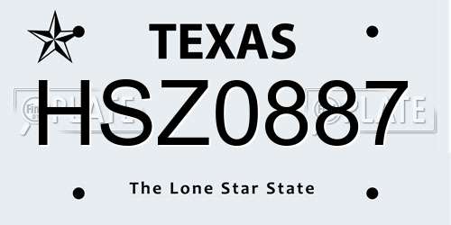 HSZ0887 Texas License Plate