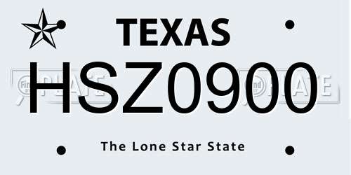 HSZ0900 Texas License Plate