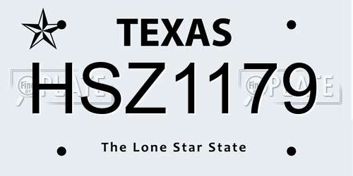 HSZ1179 Texas License Plate
